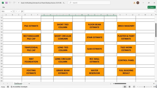 Easily Full Building Estimate Excel Sheet