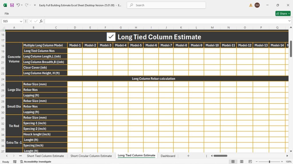 s10-Long Tied Column Estimate