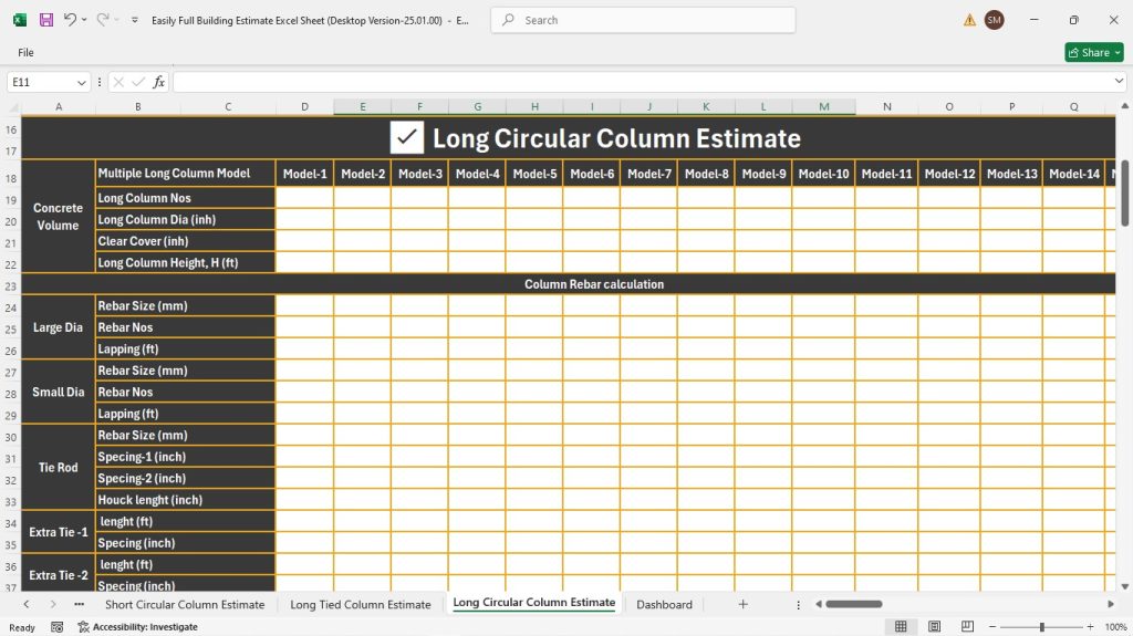 s11-Long Circular Column Estimate