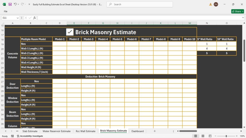 s18-Brick Masonry Estimate