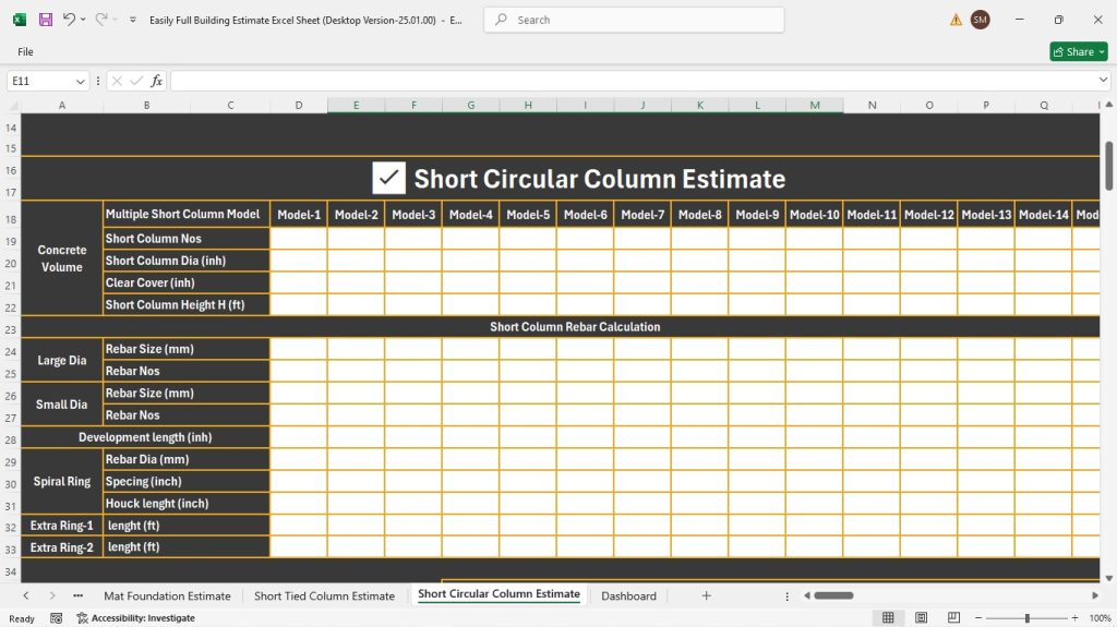 s9-Short Circular Column Estimate