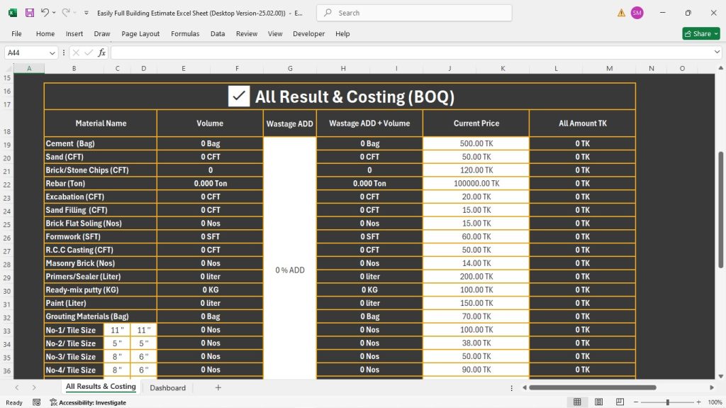 s21-All Results & Costing