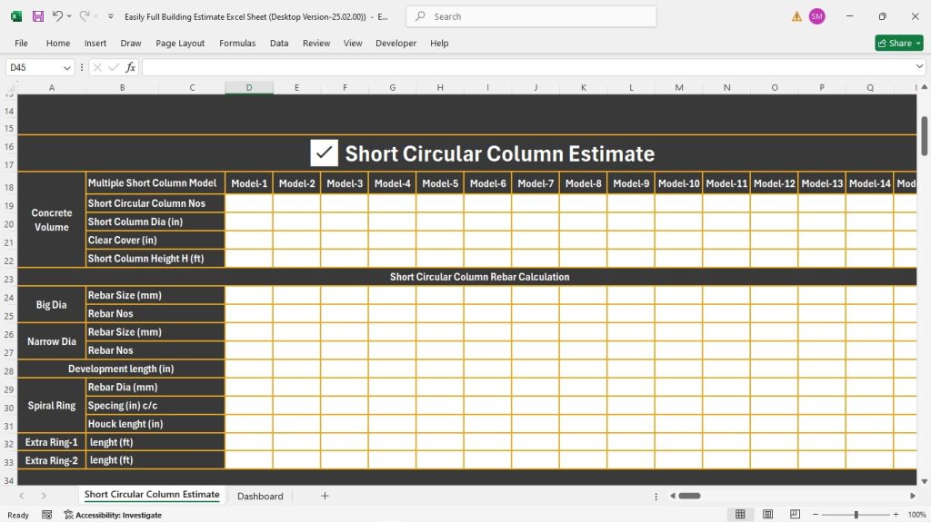 s9-Short Circular Column Estimate